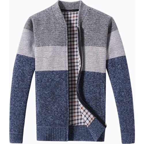 2020 Autumn Winter Mens Sweater Coat Faux Fur Wool Cardigan Jackets Men Zipper Knitted Thick Coat Warm Casual Knitwear