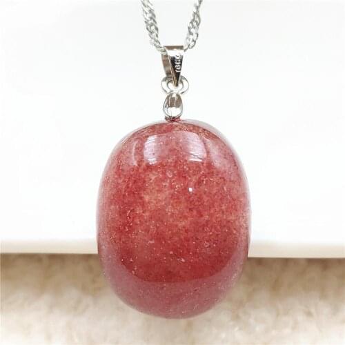 Genuine Natural Red Ice Strawberry Quartz Pendant 26x20x12mm For Women Gemstone Water Drop Love Stone Jewelry AAAAA