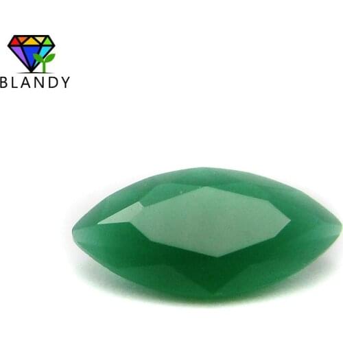 Size 1.5x3~8x16mm Marquise Shape Machine Cut Green Color Glass stone Beads Malay Jades Color Synthetic Gems For Jewelry