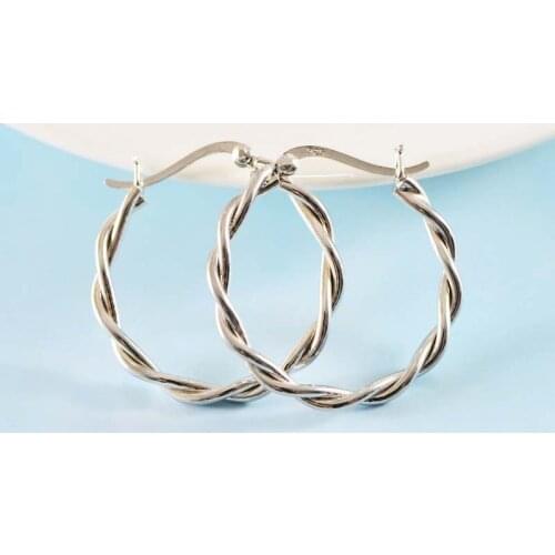 Real 925 Sterling Silver Knitting Round Silver Earrings With Simple Ladies' Temperament Earrings Exquisite Party Jewelry