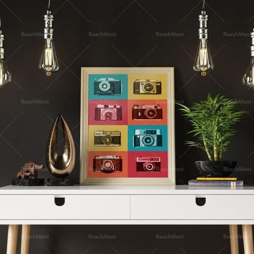 Retro vintage camera print, photographic wall art, medieval poster, vector, retro wall decoration