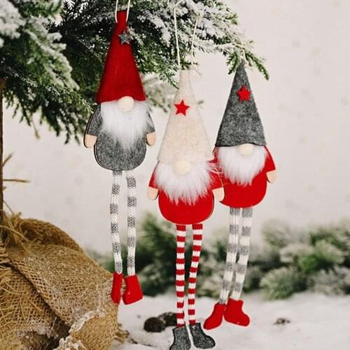 Christmas Forest Old Man Plush Mini Doll Christmas Tree Hanger Pendant Decoration For Home Gnome Doll Xmas Kids New Year Gifts