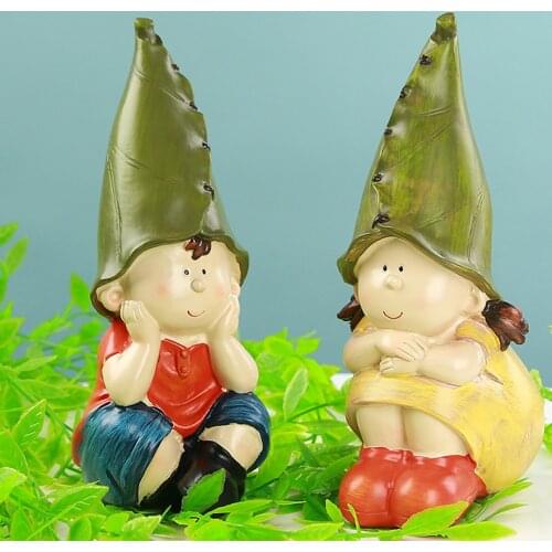 Garden Decorations Cartoon Elfin Shape Resin Ornament Decorative Artwork for Courtyard Backyard