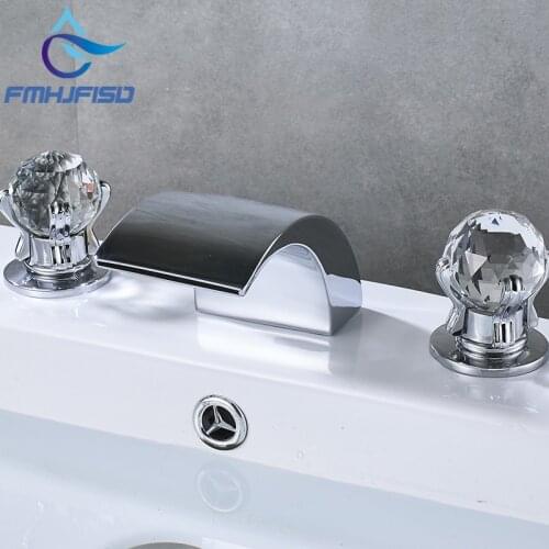 Basin Faucet Waterfall Faucet Two Handle Crystal ball Faucets Bathroom Mixer Tap