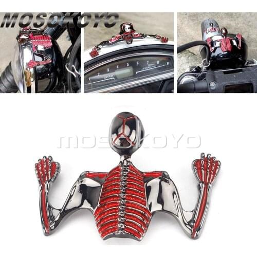 Steel Skull Ornament 7" Headlight Visor Turn Signal Lamp Indicator Mudguard Skeleton Statue Decorative For Harley Bobber Chopper