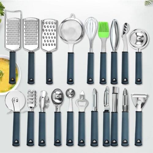 Stainless Steel Vegetable Grater Ice Cream Scoop Egg Whisk Fruit Potato Slicer Cans Opener Lemon Shredder Kitchen Supplies