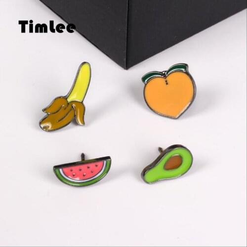 Timlee X029 Free shipping Cute Fruit Banana Peach Avocado Watermelon Brooch Pins 1.3-2.2cm ,Fashion Jewelry Wholesale