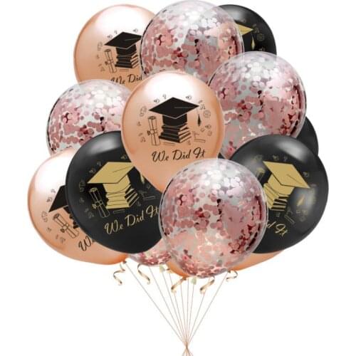 Graduation Balloons 12inch Latex Balloon Graduation Cap Print Confetti Balloon Collage High School Graduation Party Decoration