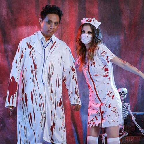 Adult Zombie Doctor Nurse Cosplay Suit Halloween Costumes for Men Women Terror Bloody Costume Dress pennywise Disfraz Mujer