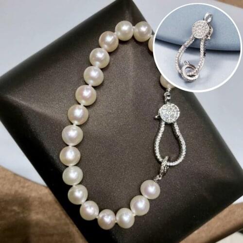 MINHIN Multi Cubic Zirconia Lobster Clasps for DIY Pearls Beaded Jewelry Making Supplies Decorative Fastener Locket Bolt Clasps