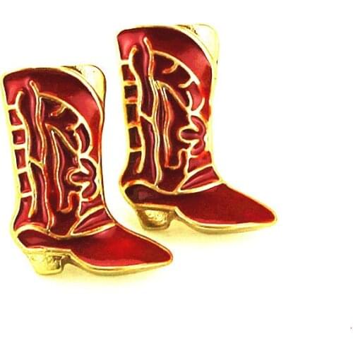 Funny Red High Heel Boots Love Red Shoes Enamel Earrings Womens Fashion Creative Jewelry Personality Birthday Gifts