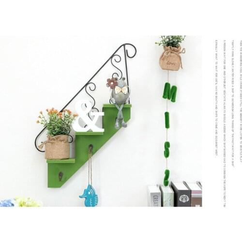 1PC Wood Wall Hanging Storage Hooks Bedroom Decoration Wooden Flower Pot Trapezoid Storage Racks Wall Clothes Key Hooks JL 215