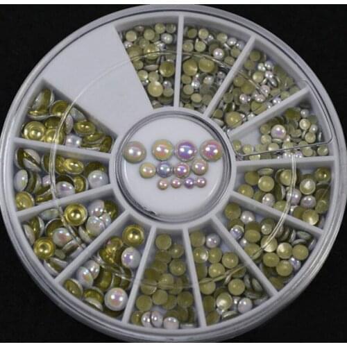 1000pcs Hot 3 sizes together Multicolor white rivets Rhinestone Nail Art Decoration 6cm 12 grid Nail turntable