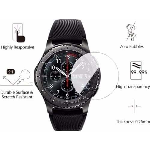 2Pcs Gear S3 Classic Glass Screen Protector Tempered Glass for Samsung Gear S3 frontier LTE 2.5D Round Edge Anti-scratch