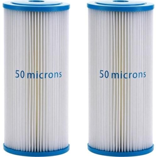 2 PACK OF 50 μm Pleated Water Filter Home 10"x4.5" Whole House Sediment Replacement Cartridge