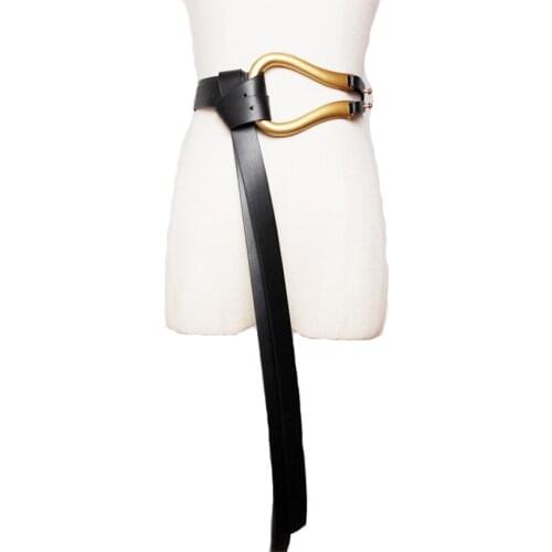 2021 new fashionable western style wild Stephy with big U belt female horseshoe buckle ribbon girdle