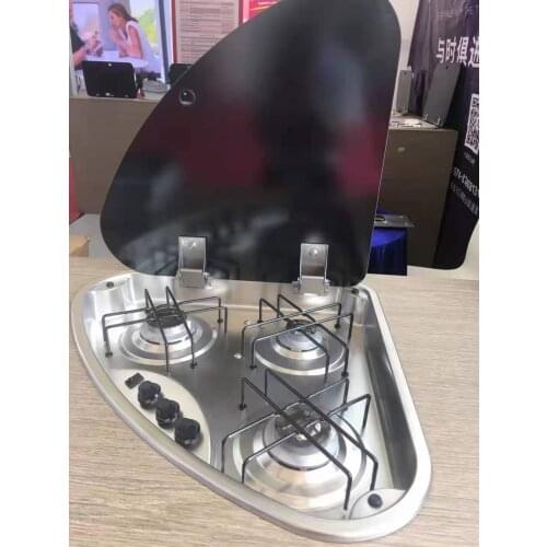 3 Burner Gas Stove Hob With Glass Lid 3*1.35KW 480*480*61mm GR-911L Boat Caravan RV Camper