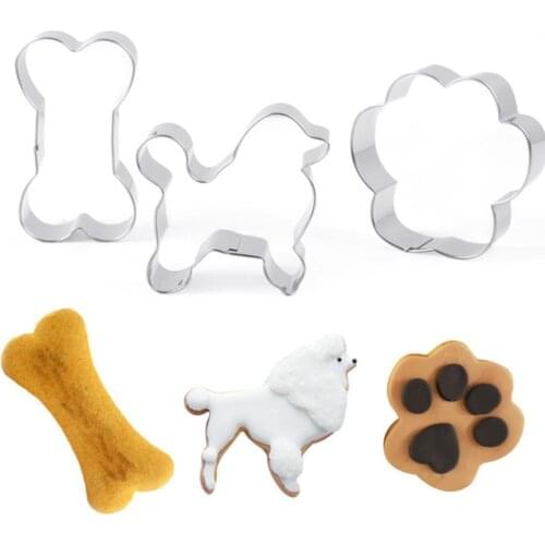 3pcs/set Pet Dog Bone Claw Fondant Cake Decor Tools Metal Cookie Cutter Paste Chocolate Biscuit Steel Baking Mold