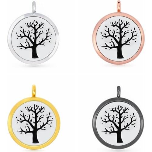 30mm Hollow Tree Plant Aromatherapy Essential Oil Perfume Diffuser Locket Pendant with 6pcs PadS Fit Necklace key Chains