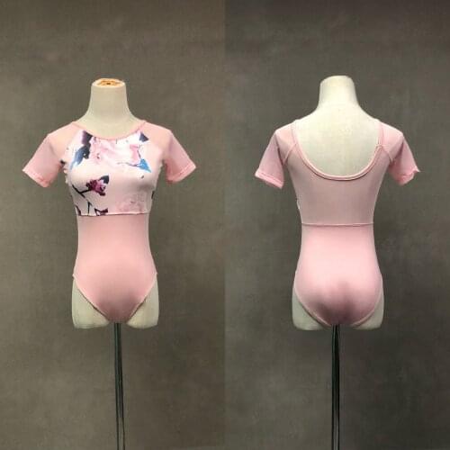 Ballet Gymnastics Dancing Leotard Women Spring And Fall Printed Leotards Costume Middle Sleeve Ballet Practice Dance Coverall