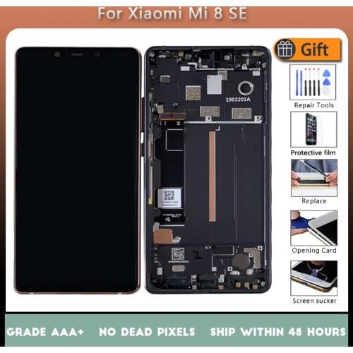 For XIAOMI Mi 8 SE AMOLED Original LCD screen assembly with front case Black Blue Gold With repair tool and Tempered film