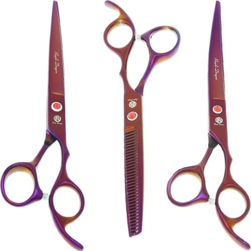Purple Dragon 7 inch Pet Cutting Scissors Thinning Shears for Trimming Dog Japan Steel Cat Grooming Tijeras Haircut Tools B0020B