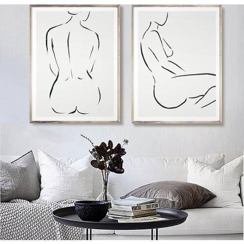 Line Art Woman Prints Painting Nude Naked Woman Minimalist Canvas Poster Abstract Line Drawing Print Modern Wall Pictures Deocr