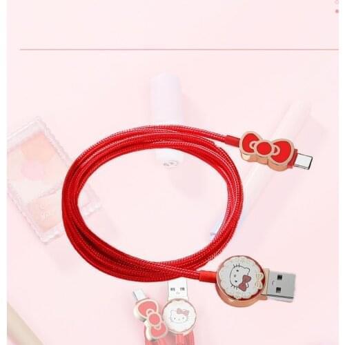 Hello Kitty 2-In-1 Type-C Data Cable Usb Mobile Phone 2A Charging Cable 1.2M Fast Charging Highly Compatible