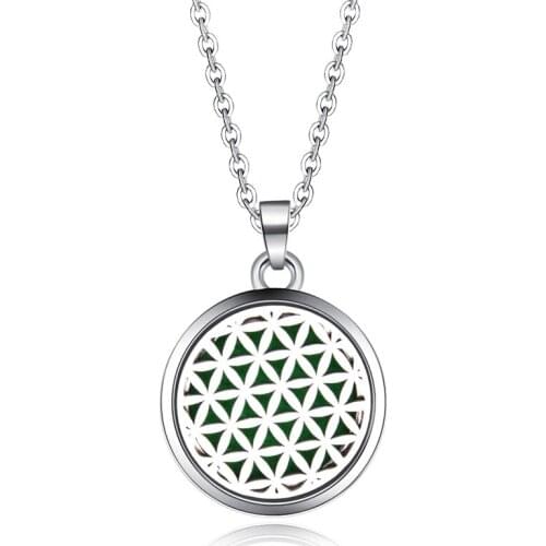 Kaleidoscope Aroma Locket Pendant Stainless Steel Necklace Perfume Aromatherapy Essential Oil Diffuse Fashion jewelry With Chain