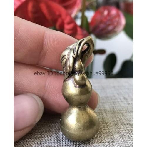 Chinese Feng Shui Bronze Brass Auspicious Lucky Three Gourd Statue Pendant A95