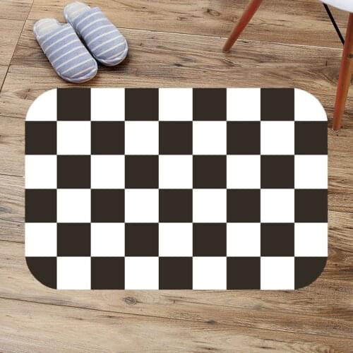 Checkered Flag Bathroom Bath Mat Flannel Absorbent Non Slip Doormat Customized Entrance Door Mats Antiskid Toilet Rug