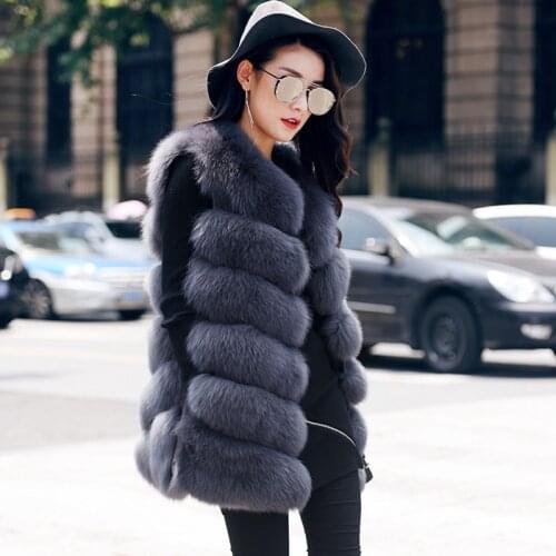 Hot Sale Women Winter Coat Luxury Clothes Real Fox Fur Coat Natural Fox Fur Vest Fluffy Fur Jacket 6 Rows Classic Fox Fur Gilet