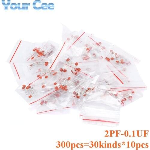300pcs/lot Ceramic capacitor set pack 2PF-0.1UF 30 values*10pcs Electronic Components Package capacitor Assorted Kit Diy