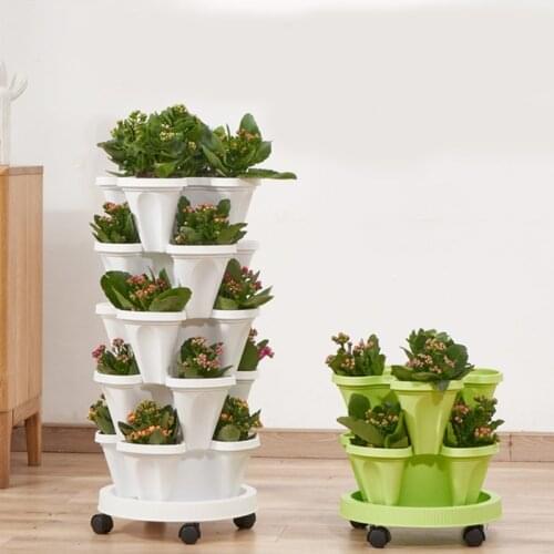 Stand Stacking Planters Strawberry Planting Pots with Drainage Holes Creative Plastic Flower Pot Plant Permeable Type