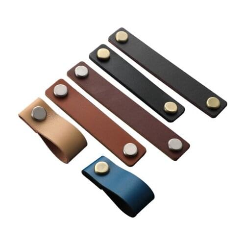 Handmade Leather Pull Handle Europe Style Soft Minimalist Door Cupboard Drawer Kitchen Cabinet Dresser Knobs Furniture Hardware