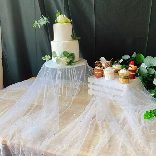 Yarn Pearl Tablecloth for Wedding Dessert Table Cloth Decoration White Romantic Tablecloth Rectangular Party Table Cover