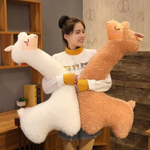 130cm Cute Alpaca Plush Toy Japanese Alpaca Sleep Pillow Soft Stuffed Sheep Llama Animal Cushion Dolls Home Bed Decor Gift