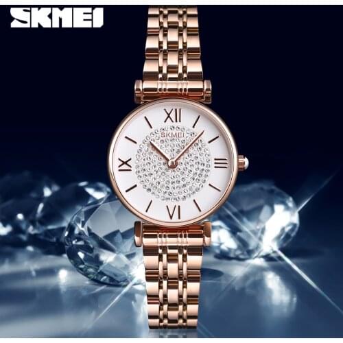 SKMEI Trendy Brand Simple Temperament Womens Watch Starry Wishing Sparkling Diamond Waterproof Ladies Watch 1533