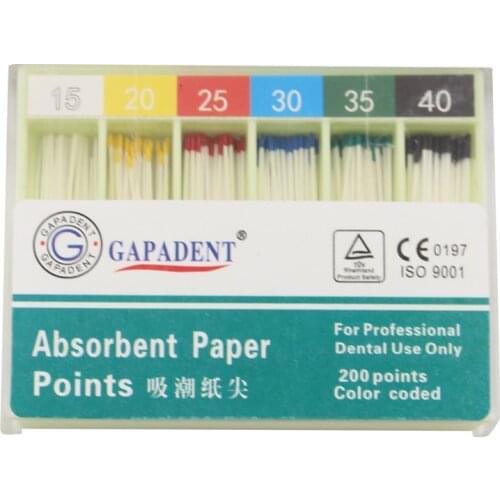 200Pcs/Pack Dental Absorbent Paper Points Root Cancel Endodontics Cotton Fiber Tips Dentist Material Mixed Sizes#15-40