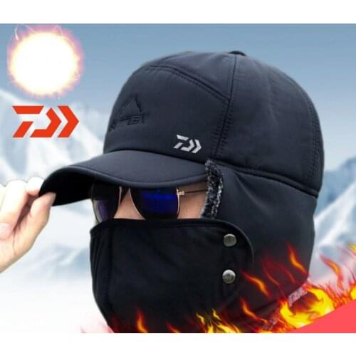 Daiwa Warm Hat Winter Fishing Hats Men Women Fashion Ear Protection Face Windproof Ski Cap Velvet Thicken Outdoor Couple Hat