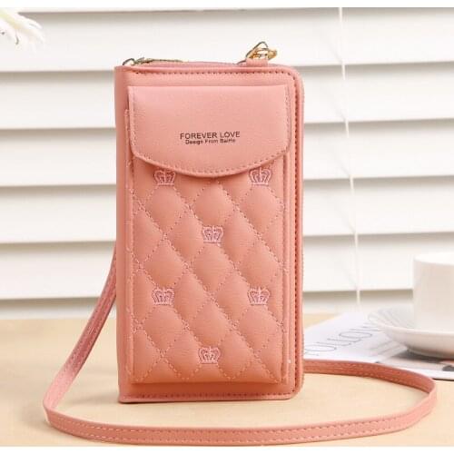 Crown Embroidery Mini Phone Bags For Women Fashion PU Leather Shoulder Crossbady Bag Bolsa Feminina Coin Money Storing Wallet