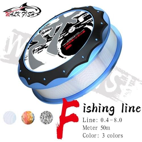 WALK FISH Fishing Line 3D Invisible Super Strong Camouflage Nylon Fishing Line 50M Nylon Fishing Line Monofilament Fish Line