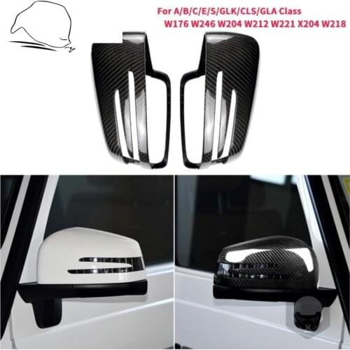 For Benz A/B/C/E/S/GLK/CLS/GLA Class W176 W246 W204 W212 W221 X204 W218 Rearview Mirror Cover Caps Carbon Fiber Replacement