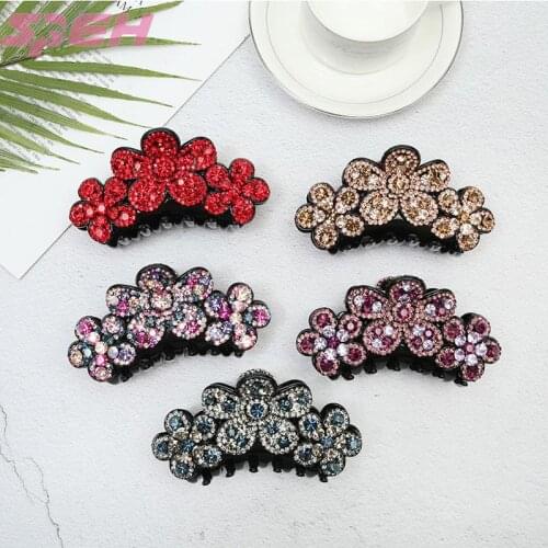Hairpin Korean rhinestone ponytail clip acrylic large hairpin top clip plate hair clip