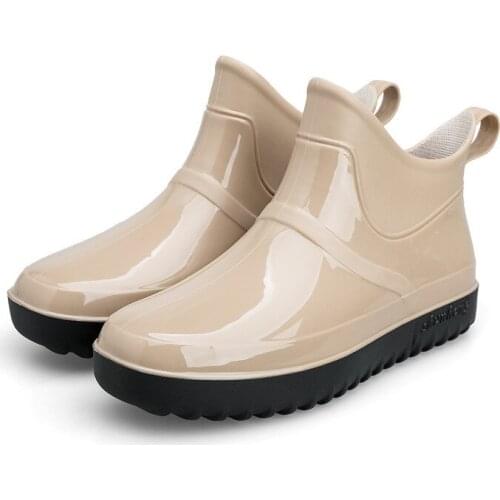 Water Shoes Women Ankle Shoes Rain Boots Pvc Rainboots for Women Solid Color Fashion Fishing Boots Ankle
