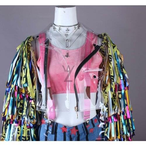 Colorful Tassel Jacket Sexy Suicide Clown Monster Cosplay Costume Women Halloween Outfits High Quality