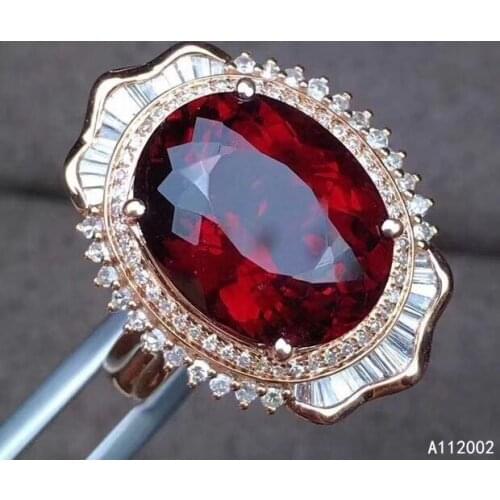 KJJEAXCMY fine jewelry natural garnet 925 sterling silver adjustable gemstone women ring support test beautiful elegant