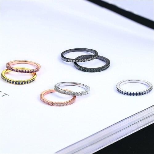 1@# Hot Sale Style Wedding Ring For Women Man Concise Classical Multicolor Mini Cubic Zirconia Rose Gold Color Fashion Jewelry