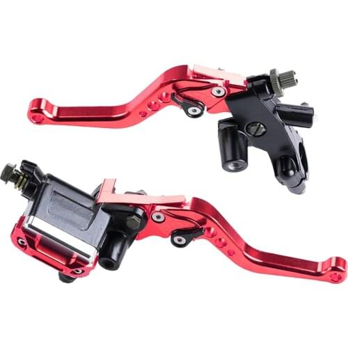 1 Pair Aluminium Alloy Motorcycle Hydraulic Brake Clutch Master Cylinder Reservoir Lever for Most Motorcycles, Dirt Bike, ATV