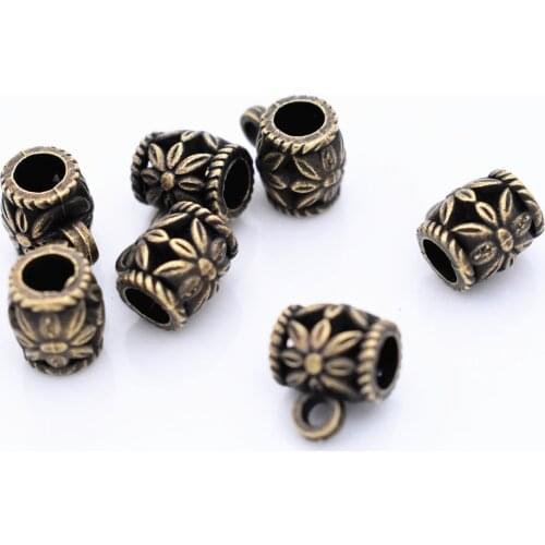 20pcs/lot Antique Bronze Plated Charm Bail Beads Pendant Clip Clasp Connectors for Bracelet Necklace Jewelry Making
